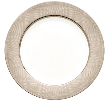 Christofle Guilloché Charger, Porcelain Platinum-Finish